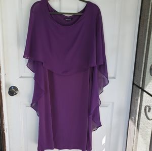 Purple cocktail dress with chiffon cape